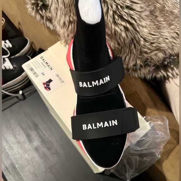 Brand New in box Balmain sneakers size 34 Euro. Black, white, pink & neon green. - Picture 4 of 4